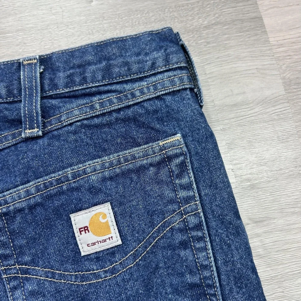 Carhartt FR FRB004 Jeans Mens 38x36 Blue Relaxed Straight Flame Resistant Denim